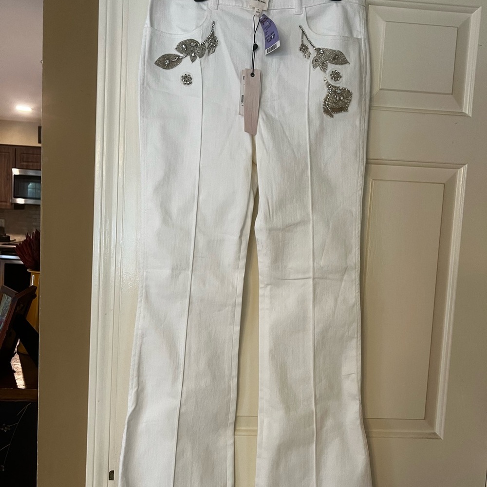 cinq a sept White Embellished Women’s Jeans
